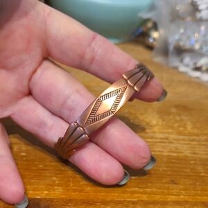 Vintage bell company trading post Western Native American copper bracelet cuff